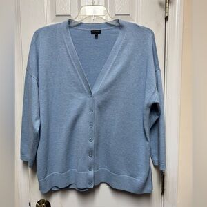 Talbots light Sky Baby Blue Button Down V Neck Cardigan Sweater 2X Petite